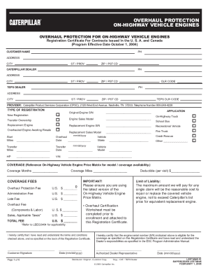 Precious Metals Overhaul Protection Form