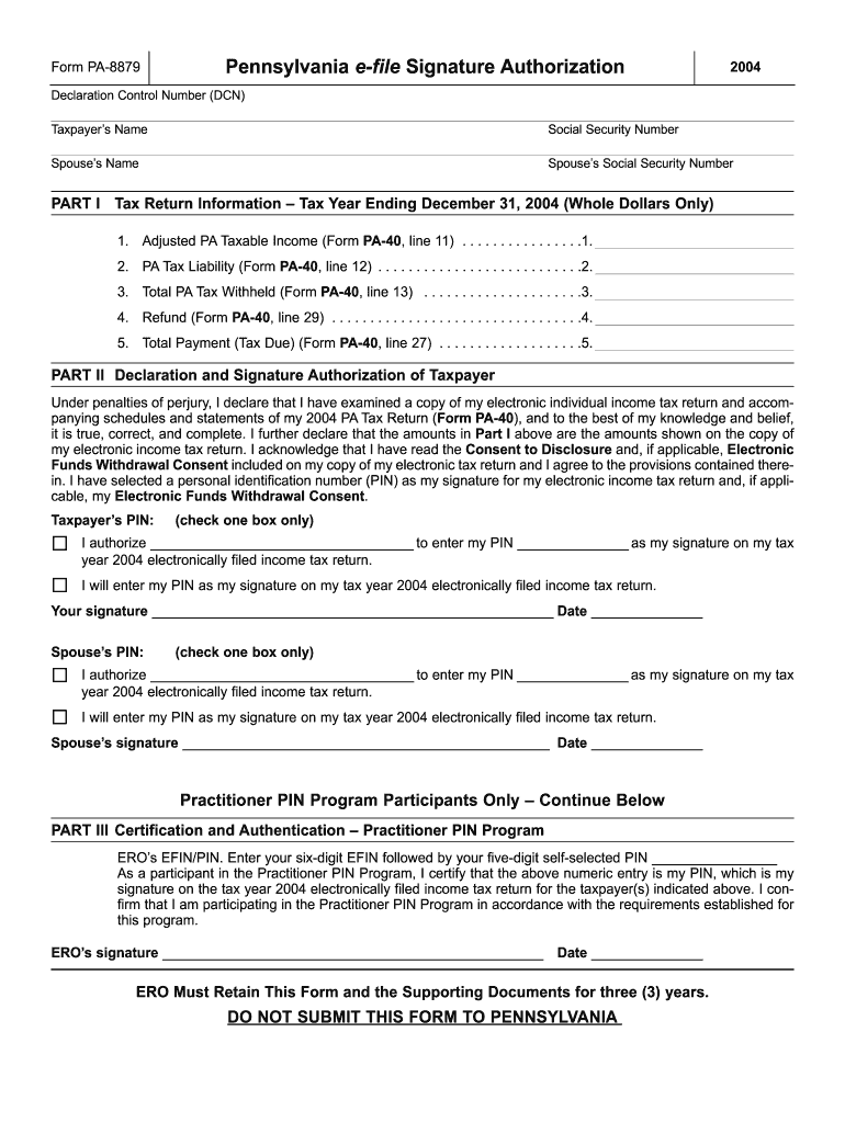 Get and Sign Pa 8879  Form 2004