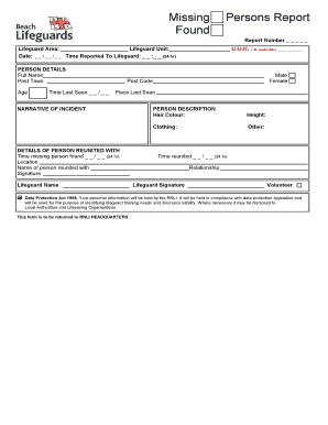 Missing Report Format PDF