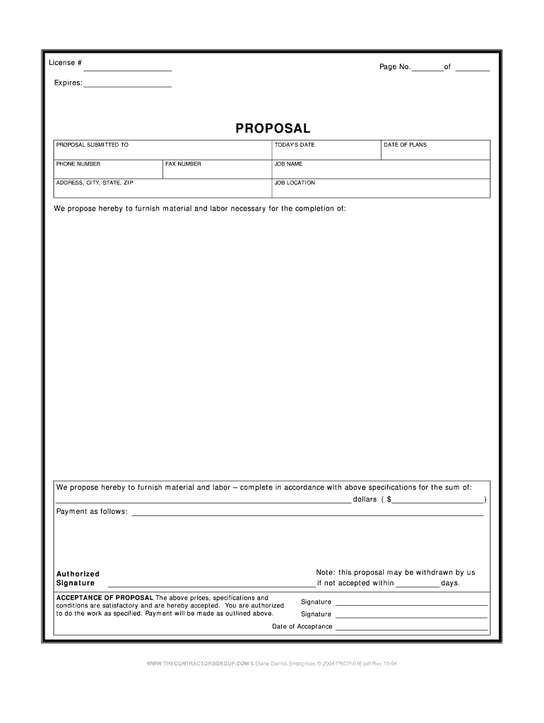  Printable Bid Proposal Templates 2004-2024