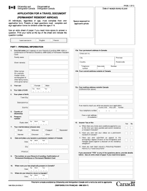 Get and Sign Application for a Travel Document Permanent Resident Abroad 2004 Form