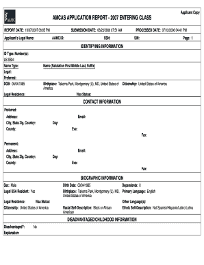 Sample Amcas Application PDF  Form