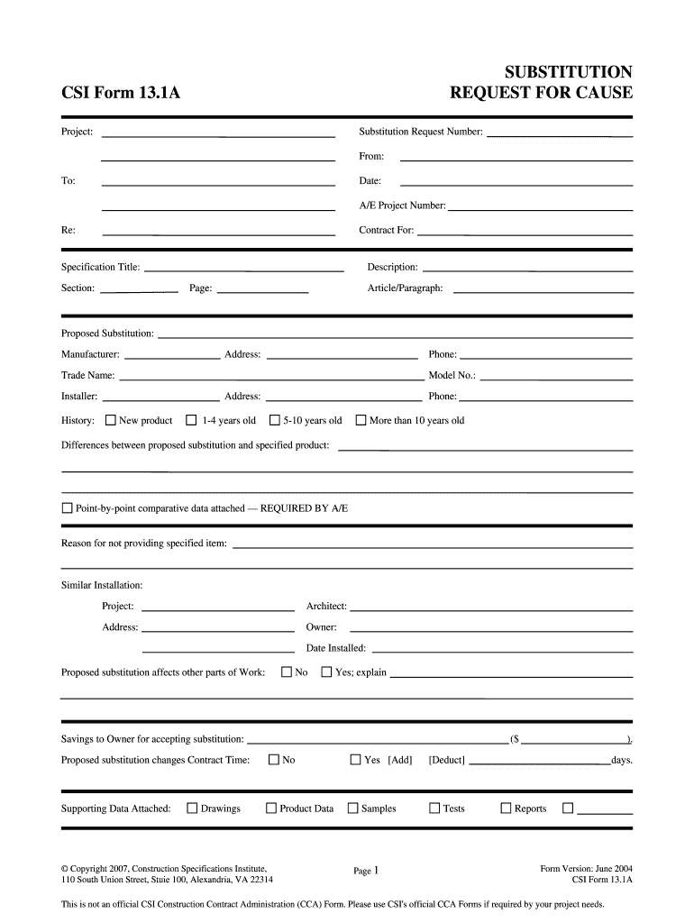 Csi Form 13 1a