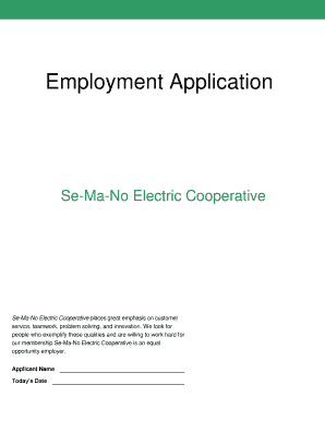 Employment Application Se Ma No Electric Cooperative  Form