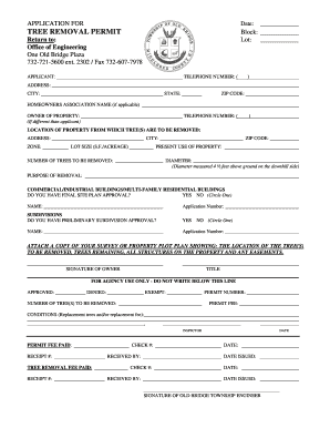 Old Bridge Tree Removal Permit  Form