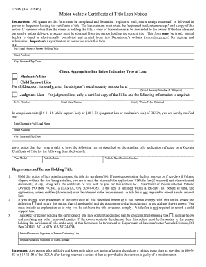 T 53A Rev Georgia Department of Revenue Motor Vehicle Division  Form