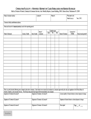 Cinerator Facility Monthly Report Funeral Services, Inc  Form