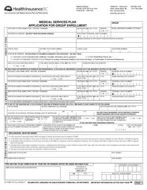 Msp Application for Group Enrolment  Form