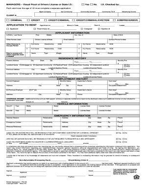 Credit Application Apartment Form