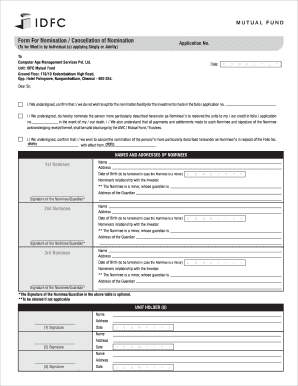 Idfc Mutual Fund Nomination Form PDF