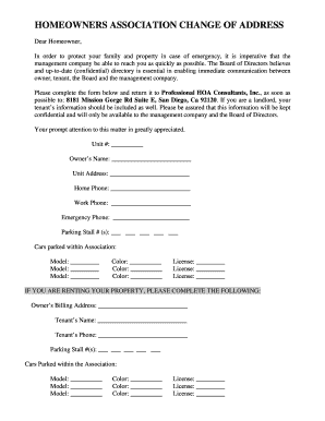 Homeowners Association Census Form