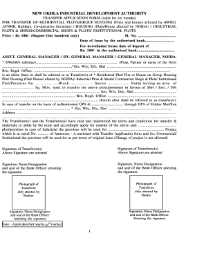 Noida Authority Transfer Memorandum Online  Form