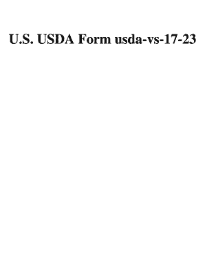 U S USDA Form Usda Vs 17 23