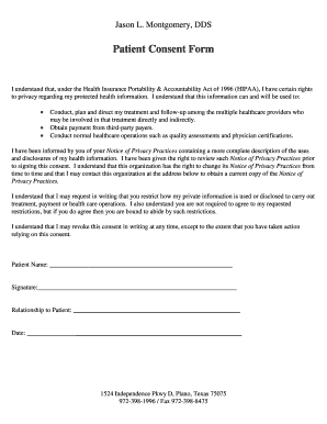 Printable Dental HIPAA Form PDF