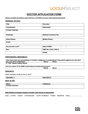 Doctor Application  Form