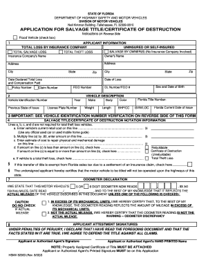 Certificate of Destruction Florida  Form