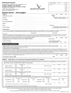 Westfield Claim Form