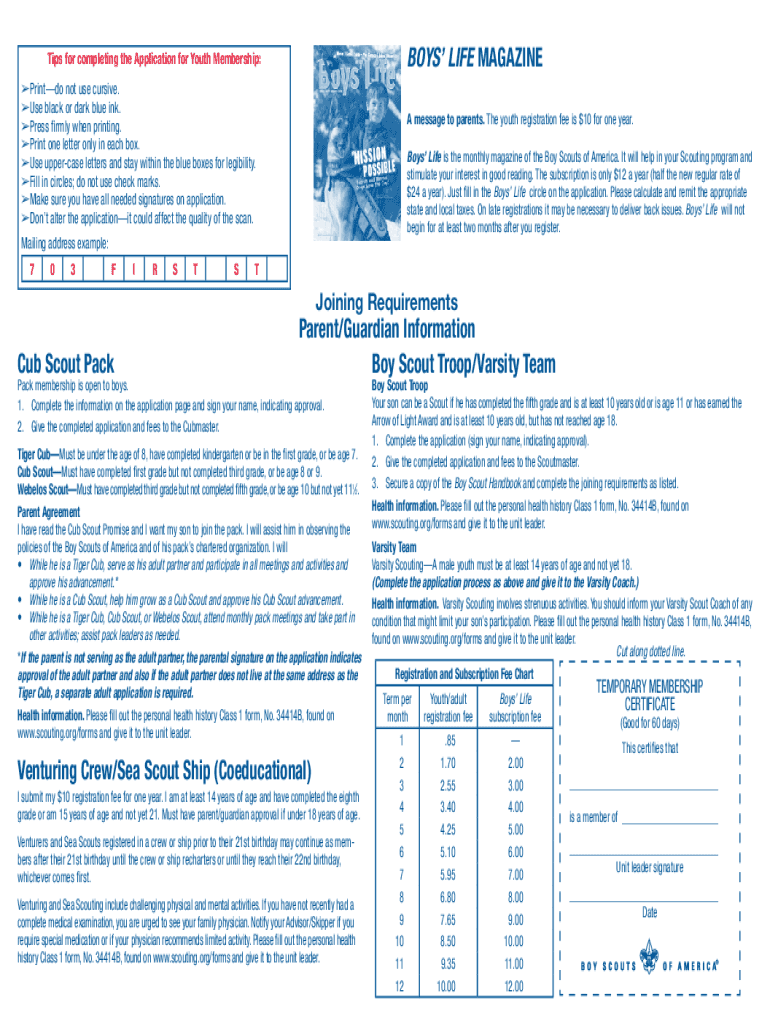 Venture Crew Application  Form