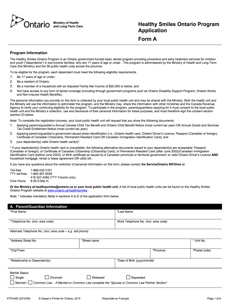 Healthy Smiles Application Form