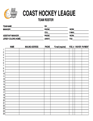 Hockey Lineup Template  Form