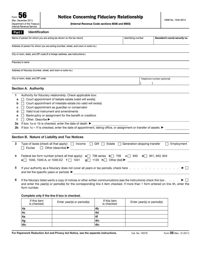 Get and Sign Editable Form 56 2011