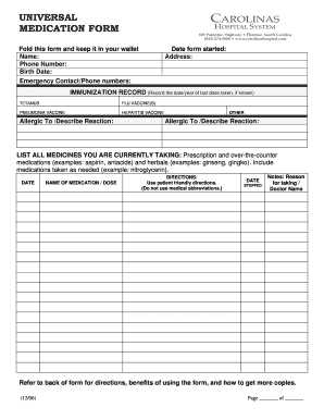 Medication List Examples Form