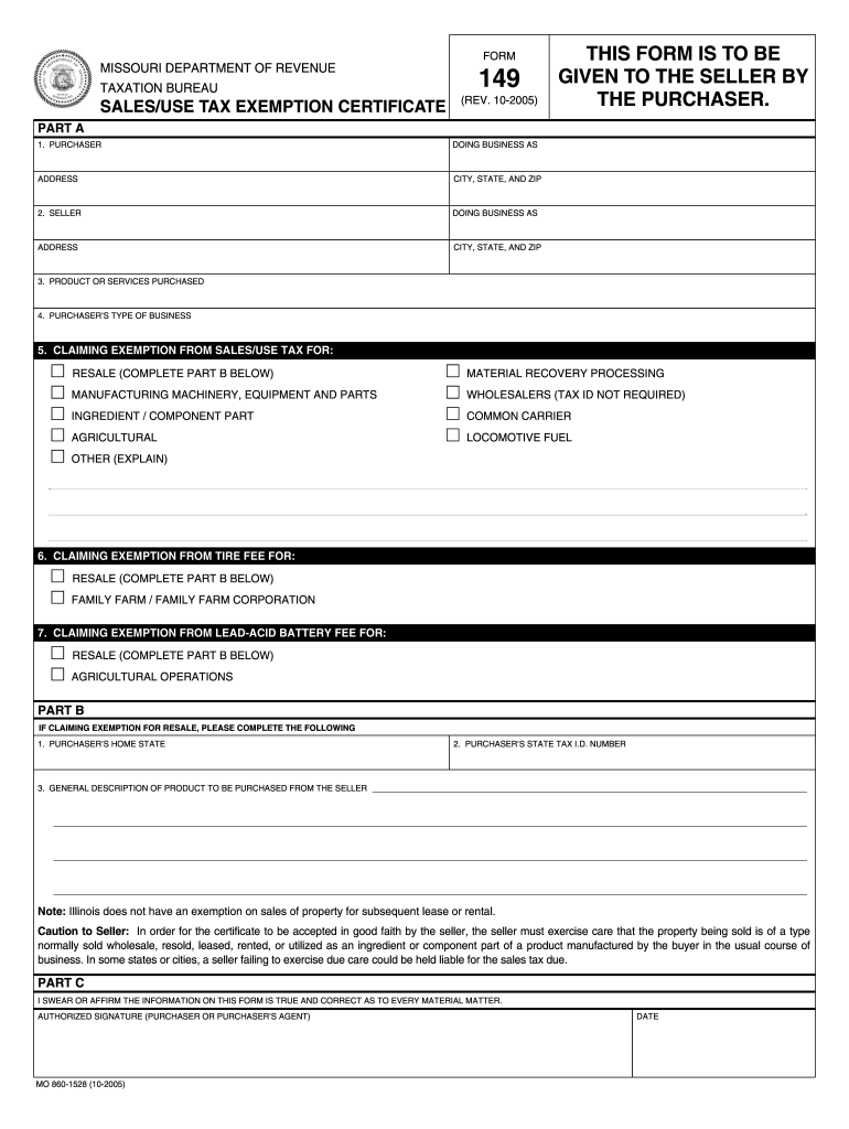  Missouri Form 149 2019