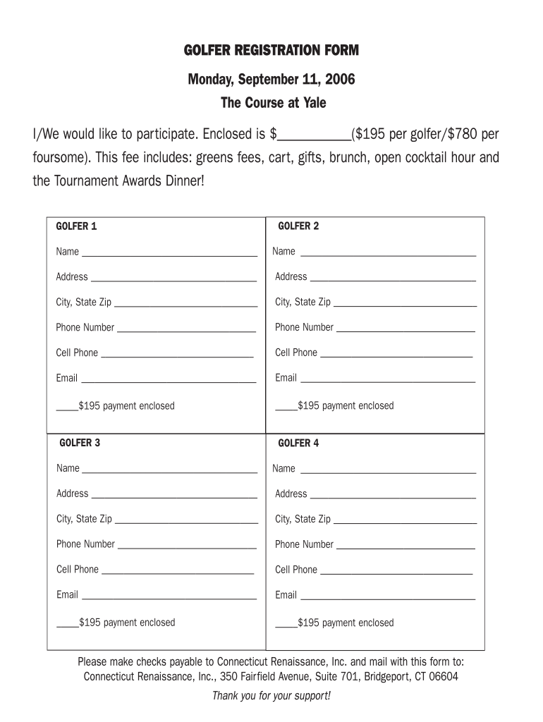  Golf Registration Template 2006-2024