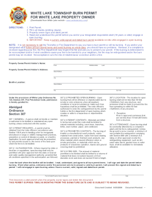  White Lake Township Burn Permit 2006