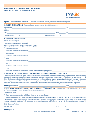 Instructions for Anti Money Laundering Training Adams Moore  Form