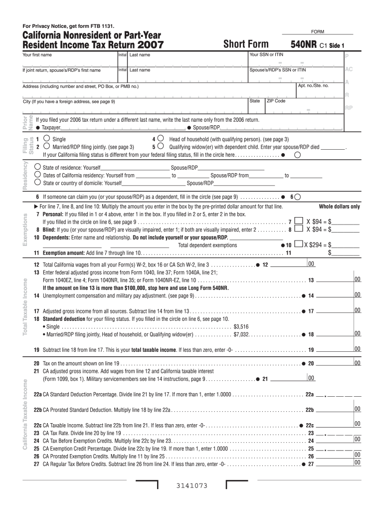  540nr Fillable Form 2018