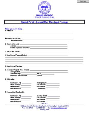 Access Other Than Legal Frontage Applicationje 2 Form
