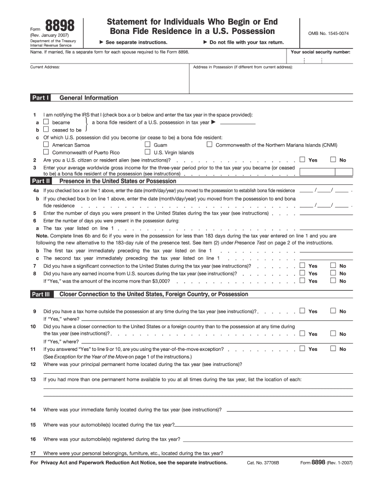  Form 8898 Irs 2007