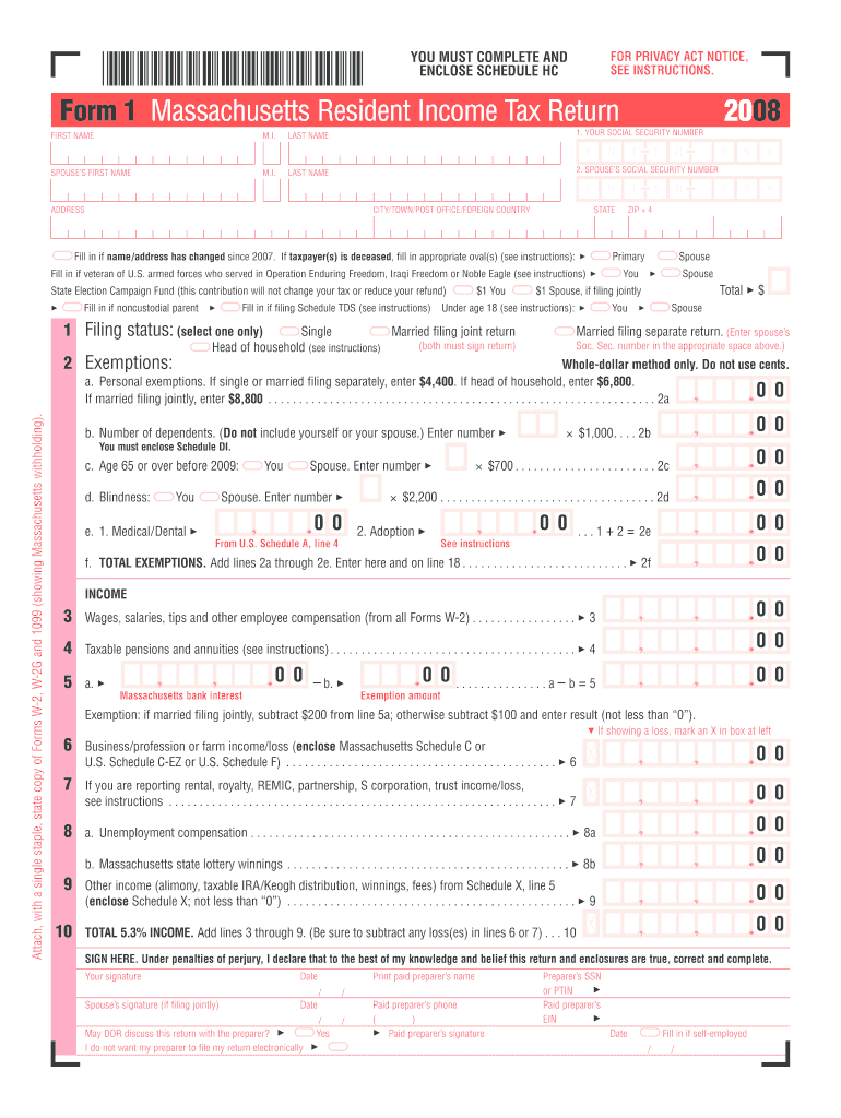  Massachusettes Form 1 2019