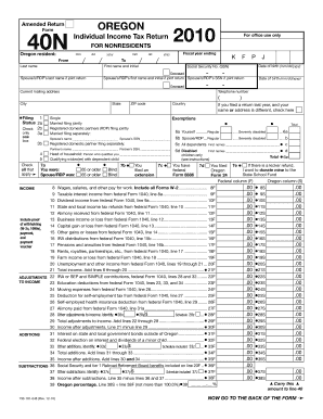 Form 40N, Oregon Individual Income Tax Return for