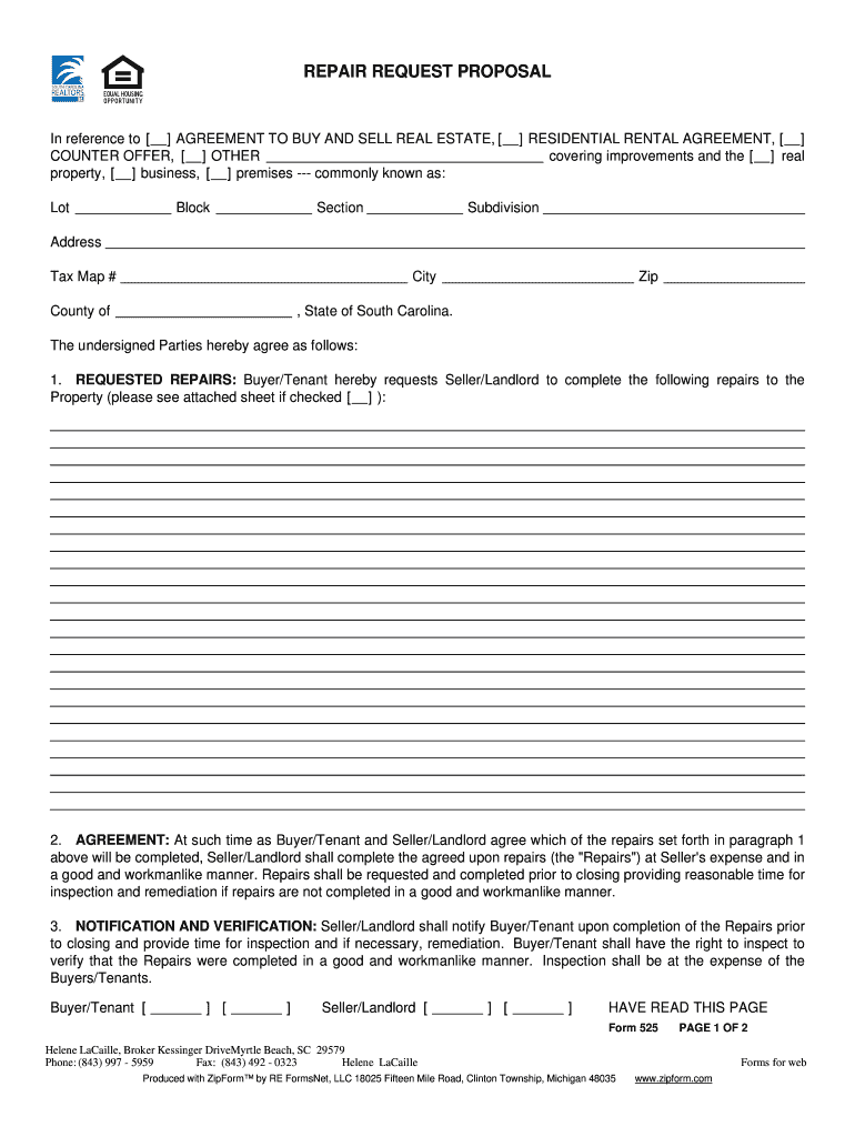 Sc Repair Addendum Form