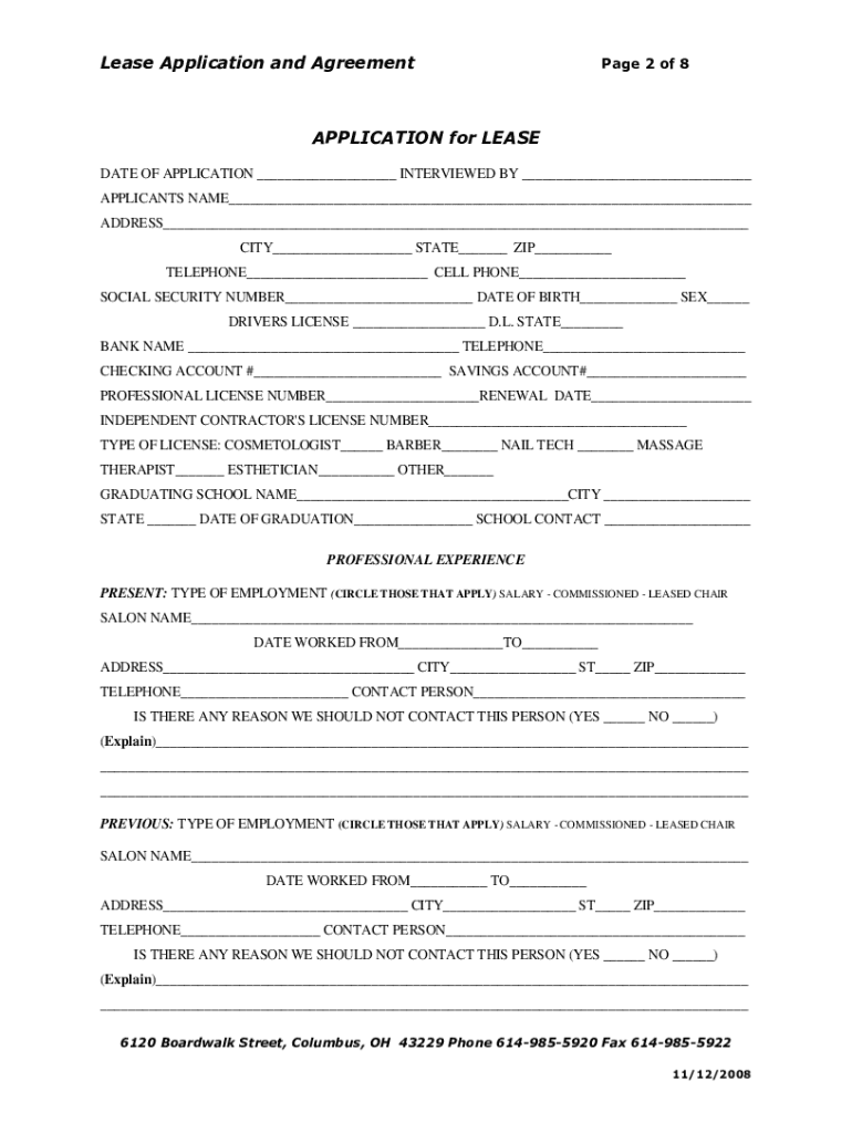  Salon Suite Lease Agreement 2008-2024