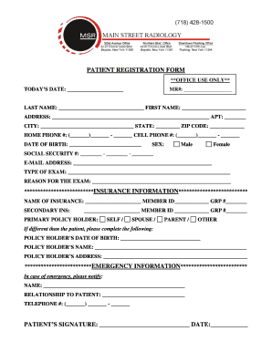 Main Street Radiology Referral Form