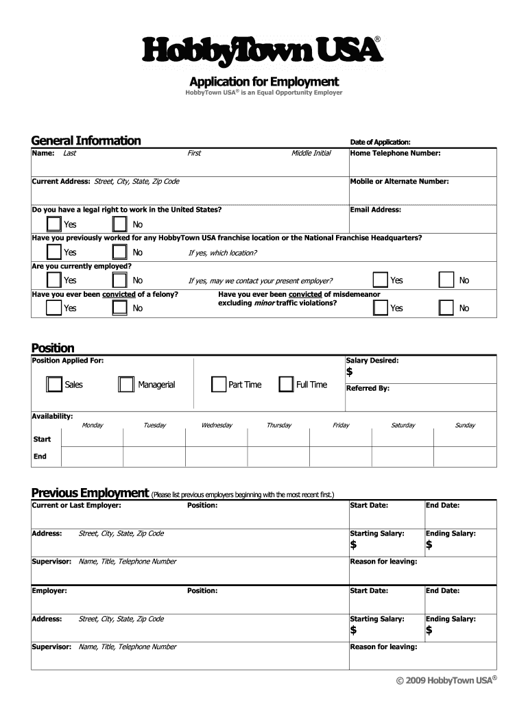 Hobbytown Usa  Form