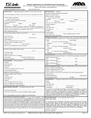 Rental Application for Residents and Occupants  Form