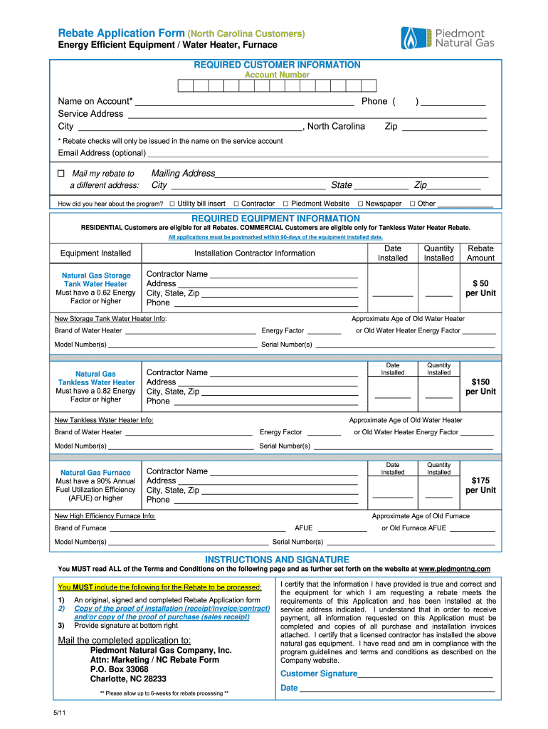 Piedmont Natural Gas Rebates Fill Out And Sign Printable PDF Template 
