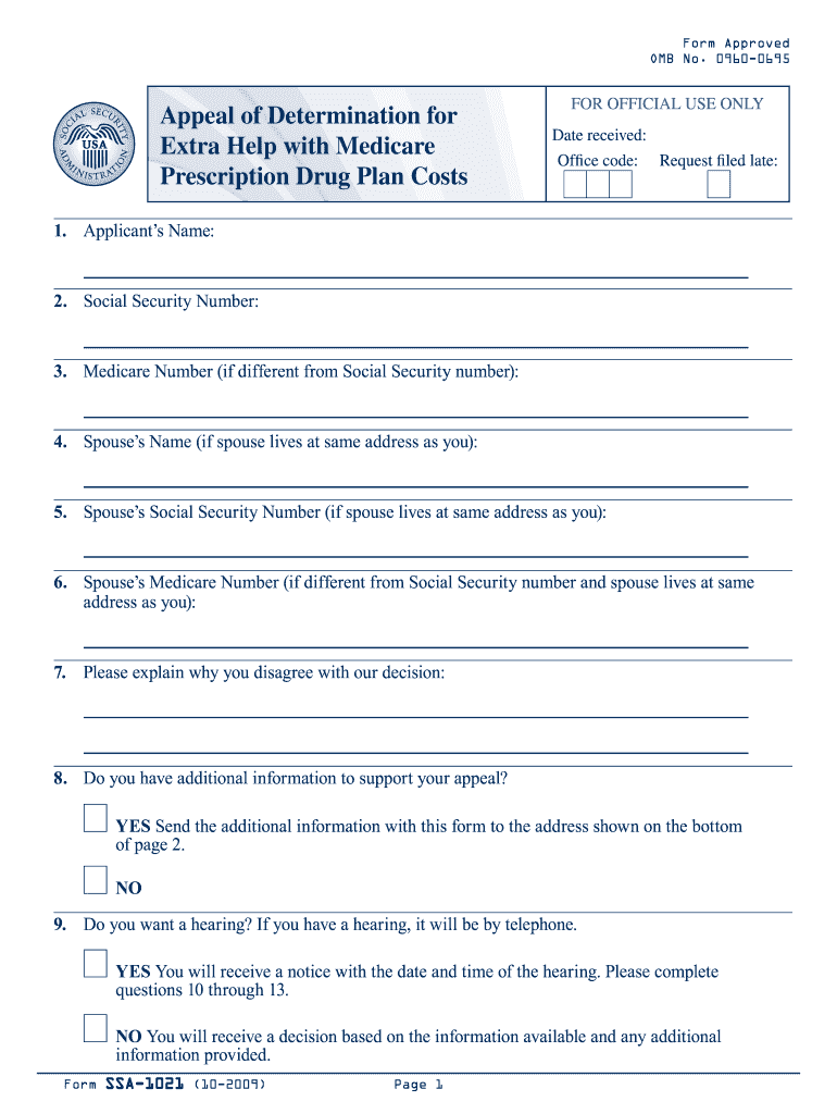  Appeal of Determination for Extra Help with Medicare Prescription Drug Plan Costs Section 1860 D 14 of the Social Security Act 2009