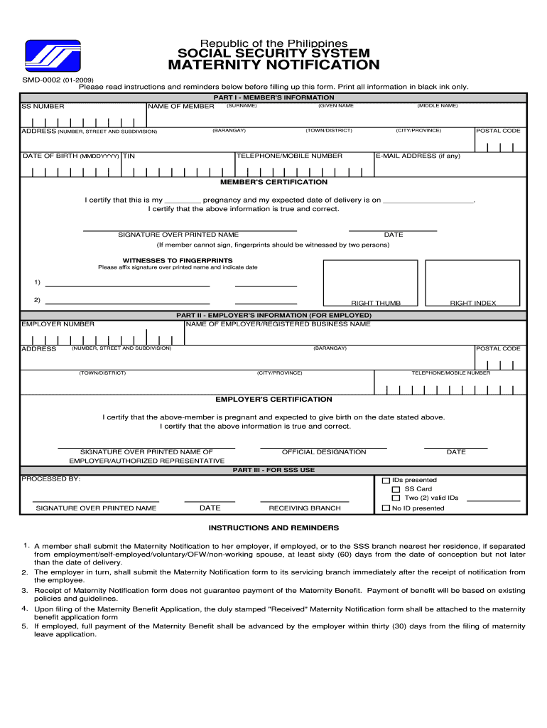  How to Fill Up Sss Maternity Notification Form Example 2009-2024