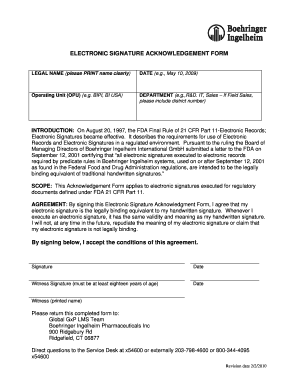 Signature Acknowledgement Statement  Form