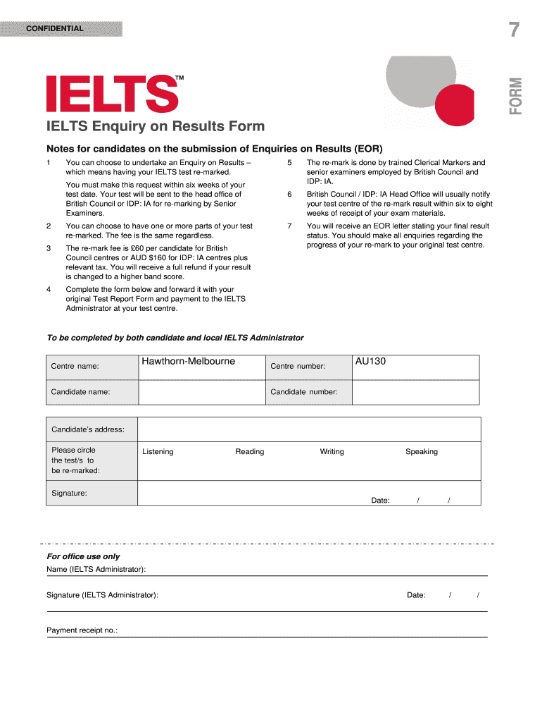 Online Ielts Result  Form