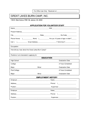 Staff Application Form