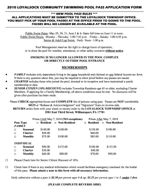 Loyalsock Pool  Form