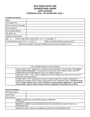 Ushering Registration Form