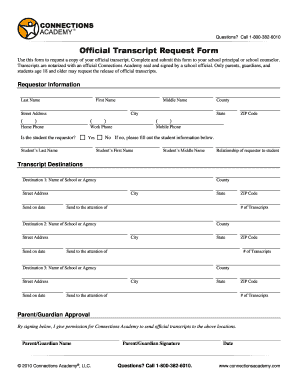 Connections Academy Transcript Request  Form