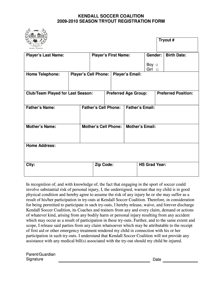  Soccer Registration Form Template 2009-2024